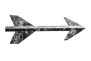A weathered arrow object with a dual-pointed design, showcasing a rustic appearance and textured surface. png