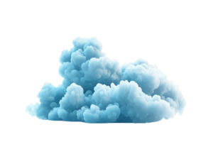 A fluffy, blue cloud with a soft, rounded texture, resembling a billowing formation in a serene ambiance. png
