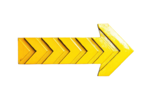 A bold yellow arrow with chevrons pointing to the right, symbolizing direction and movement. png