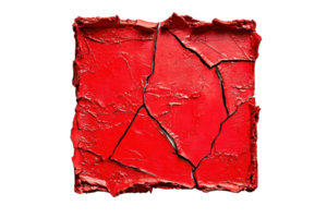 A cracked red square with a textured surface, showcasing an intense color and distinct patterns. png