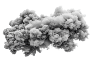 A dense, dark gray cloud of smoke billows with a textured appearance, suggesting movement and volume. png