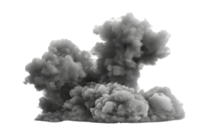 A dense, billowing cloud of dark smoke, showcasing a chaotic, swirling form with varying layers and textures. png