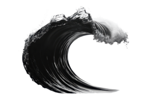 A powerful wave cresting with dynamic motion and a splash of foam at the peak, capturing the essence of ocean energy. png