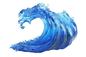 A powerful blue wave curls dramatically, showcasing its dynamic movement and frothy crest. png