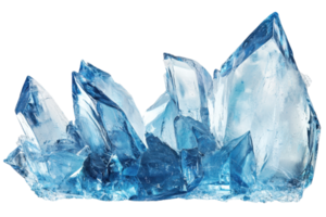 A cluster of jagged blue crystals with varying heights, showcasing sharp edges and a glossy surface. png
