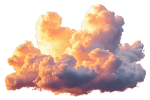 A fluffy, colorful cloud with soft, rounded edges and a luminous quality, appearing as if illuminated by sunlight. png