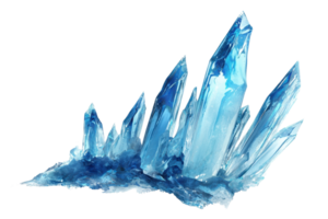 A cluster of sharp, glistening blue crystals with pointed tips, showcasing various shades of blue and a dynamic, jagged formation. png