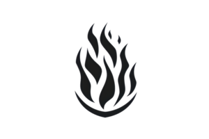 A stylized flame design featuring elongated, sharp edges representing movement and intensity. png