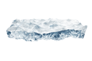 A clear, sculpted ice block with jagged edges and a glossy surface, showcasing a natural crystalline structure. png