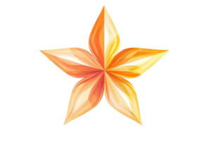 A stylized orange and yellow star-shaped flower with smooth, flowing petals radiating outward. png