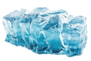 A chunk of crystalline ice displaying shades of blue and jagged edges, highlighting its frozen texture and purity. png