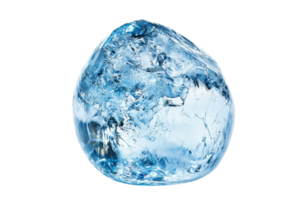 A polished blue crystal with a unique shape and shimmering facets. png