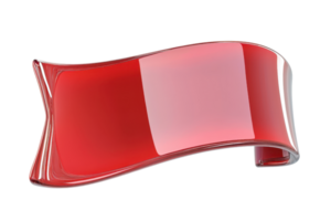 A glossy red ribbon displayed in a flowing, wave-like shape, showcasing its smooth texture and vibrant color. png
