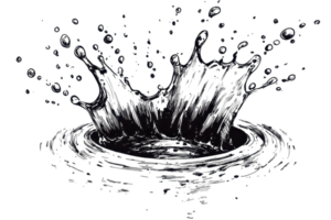 A dynamic splash of water, showcasing droplets and ripples, creating an energetic and fluid visual effect. png
