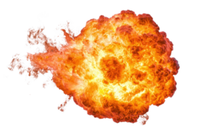 A vibrant explosion of fire and smoke radiating intense colors, showcasing the powerful dynamics of a blast. png