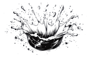A dynamic splash of water, capturing the movement and energy of droplets in a circular formation. png