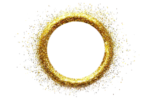 A shining gold ring made of sparkling particles, creating a vibrant circular shape. png