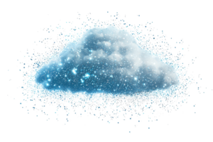 A fluffy, white cloud with a soft, luminous appearance, surrounded by sparkling particles, creating a dreamlike effect. png