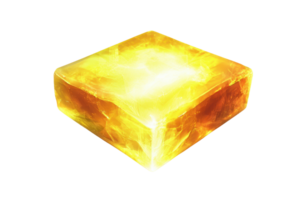 A luminous, golden block with swirling patterns, exuding warmth and a glowing appearance. png