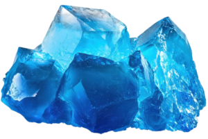 A cluster of vibrant, blue crystalline formations showcasing various shapes and facets that catch the light. png
