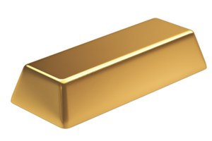 A shiny gold bar with a rectangular shape, featuring smooth surfaces and a polished finish. png