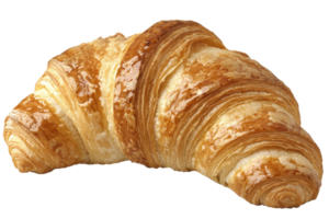 A golden-brown, flaky croissant with visible layers, showcasing its buttery texture and distinct crescent shape. png