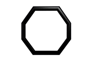 A black octagonal object with a sleek design, featuring sharp angles and a modern aesthetic. png