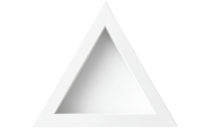 A simple, white triangular object with a hollow interior, showcasing a minimalist design. png