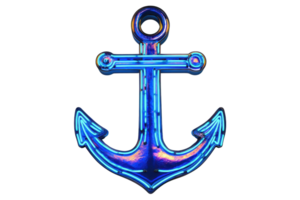 A shiny, blue anchor with a modern design featuring smooth curves and a prominent central loop. png