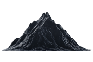 A rugged mountain peak with a textured surface and sharp ridges, showcasing a dramatic form. png