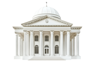 A classical white building with a dome and numerous columns, showcasing neoclassical architectural design. png