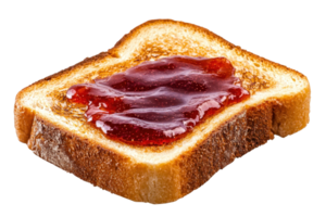 A slice of toast topped with a glossy layer of red jam. png