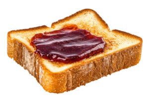 A slice of toasted bread topped with a generous layer of grape jelly. png