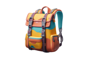 A vibrant, multicolored backpack featuring a roll-top design and multiple compartments, ideal for everyday use or outdoor adventures. png