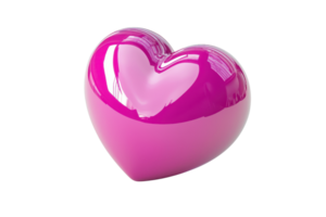 A glossy pink heart shape with a smooth surface, symbolizing love and affection. png