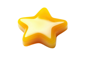 A vibrant yellow star-shaped object with a smooth surface and layered design, exuding a playful and cheerful aesthetic. png