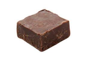 A rich, dark chocolate square with a slightly textured surface, showcasing its smooth, creamy consistency. png
