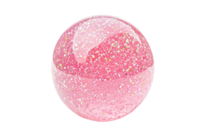 A shiny pink sphere with sparkling glitter, showcasing a smooth surface and vibrant color. png