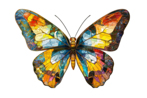 A vividly colored butterfly with intricate patterns and a striking display of hues. png