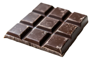 A square piece of dark chocolate with a glossy surface and distinct segments. png