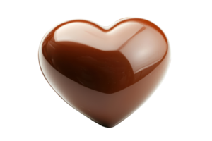 A glossy chocolate heart shape, rich in color and smooth in texture, symbolizing affection and indulgence. png
