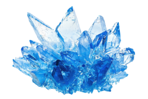 A cluster of striking blue crystals, sharp and jagged, radiating an alluring, shimmering quality. png