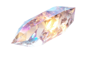 A sparkling crystal with sharp facets reflecting light, showcasing a blend of colors and brilliance. png