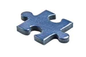 A metallic puzzle piece with a smooth surface and rounded edges, showcasing its interlocking design. png