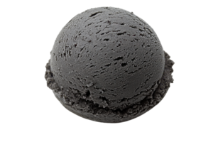 A spherical object with a textured surface resembling a dark, frosty ice cream scoop. png