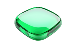 A smooth, green, square-shaped object with rounded edges, reflecting light and showcasing a glossy surface. png
