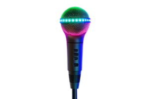 A vibrant microphone with LED lights, featuring a colorful design that enhances its visual appeal. png