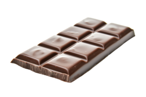 A chocolate bar with segmented squares, showcasing a smooth, glossy surface and rich, dark color. png