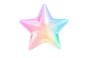 A shiny, pastel-colored star shape with a smooth surface and soft gradient colors. png