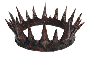 A spiked crown featuring sharp, jagged points, showcasing an ornate and fierce design. png